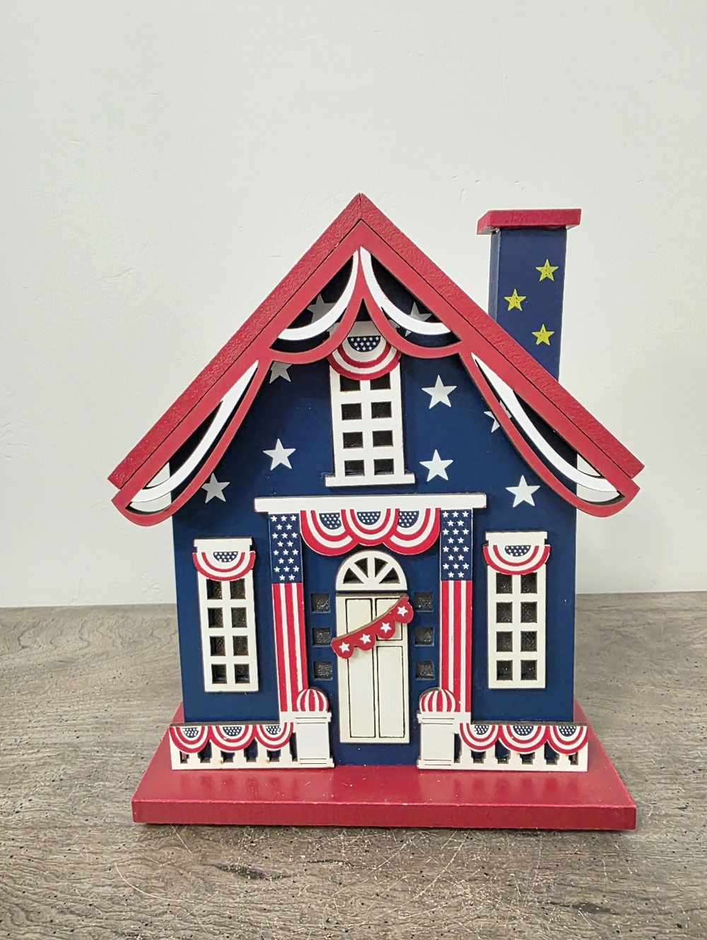 Martha Stewart Patriotic 4th of July  Americana LED Wood House